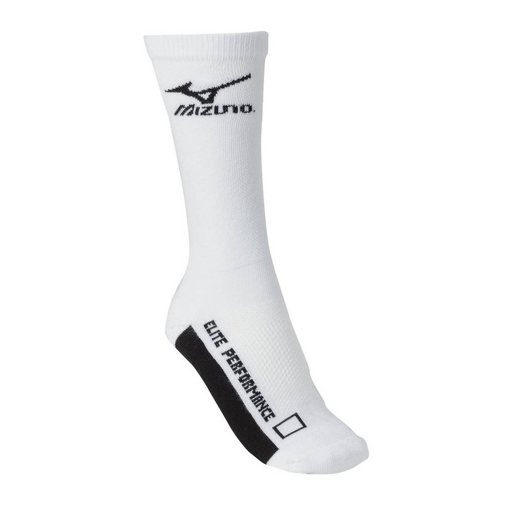 Panske Volejbalove Ponozky Mizuno Crew Biele/Čierne Vypredaj JMPK05364